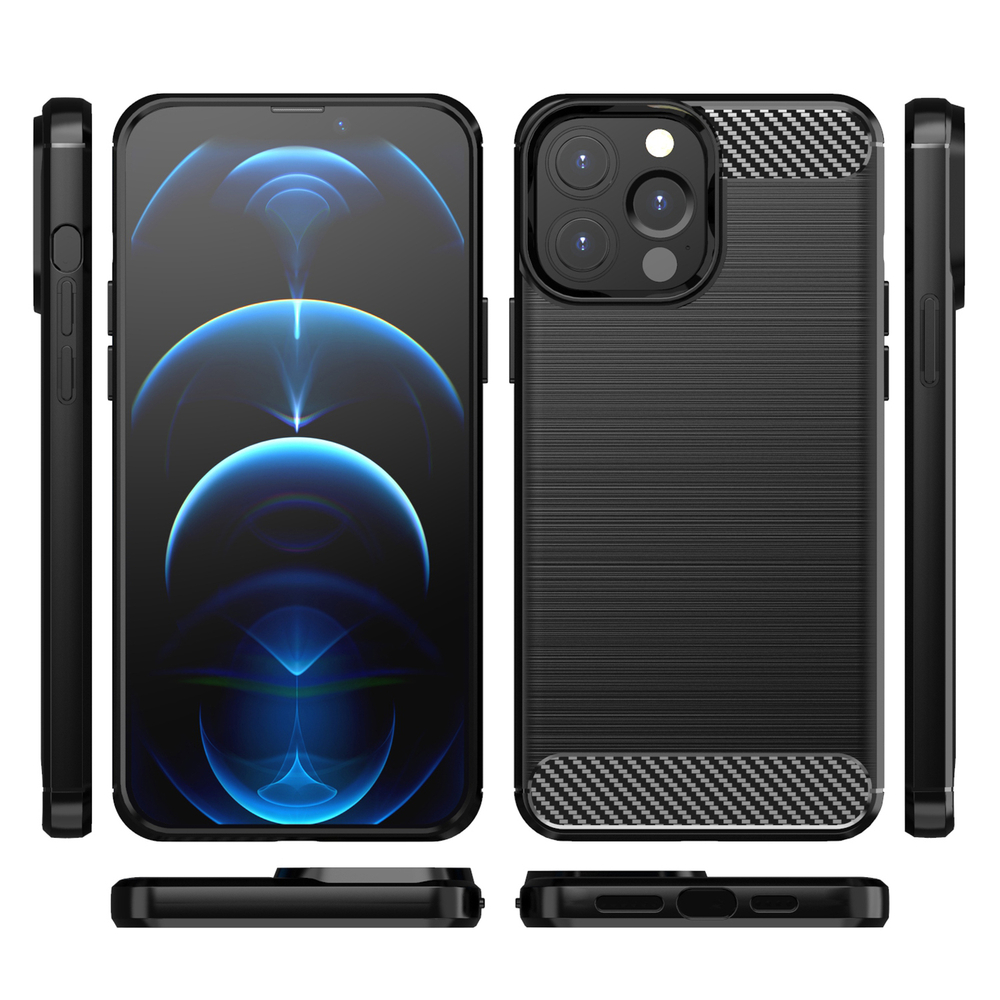Coque Carbon Shield TPU pour Apple iPhone 13 Pro Max - Noir