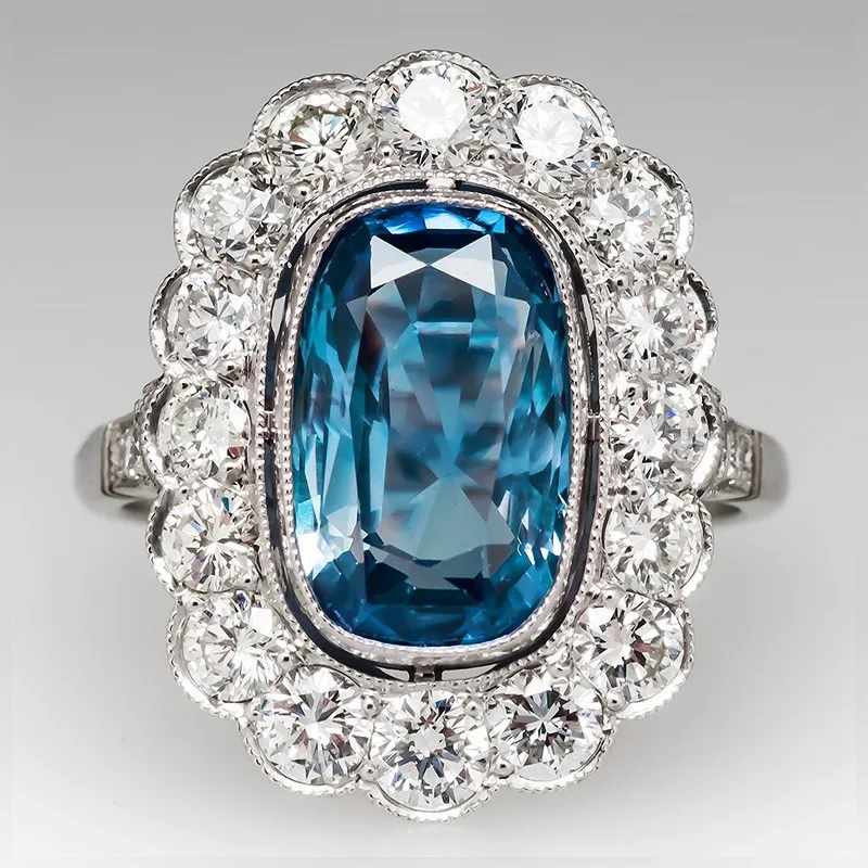 Bague CA-35633 - Argenté / Bleu / 55mm