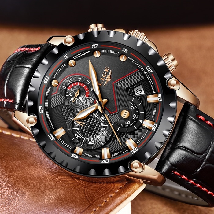 Montre LIGE LU-4060 - Noire / Dorée
