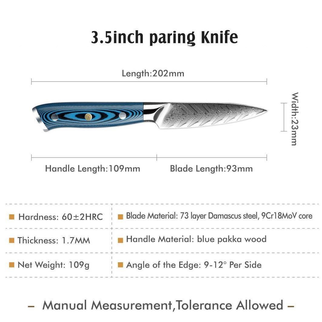 Couteau de cuisine damassé TU-37500 - Utility / Bleu