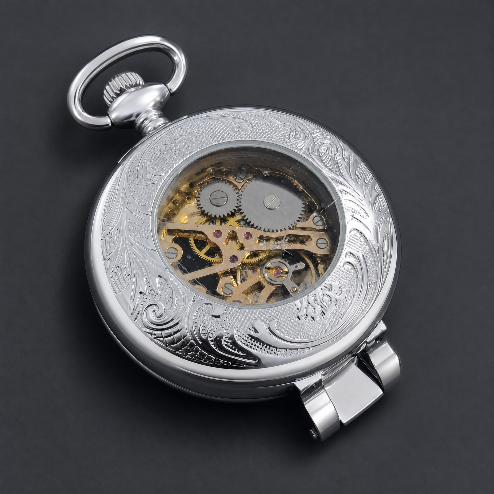 Montre de poche OR-42107 - Argentée / Noire / 2ème qualité