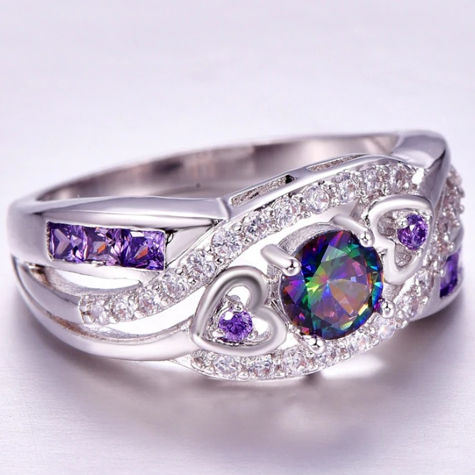 Bague CO-6456 - Argenté / Bleu / 52mm