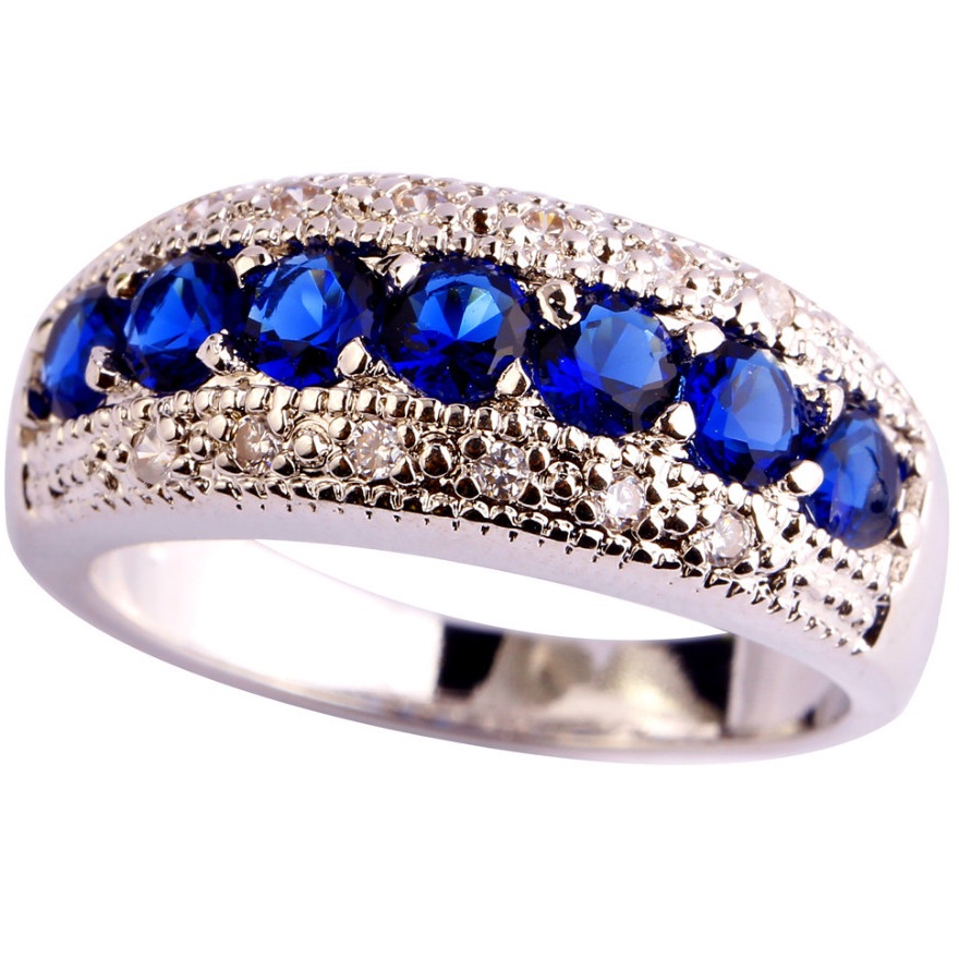 Bague GA-1267 - Argenté / Bleu / 57mm