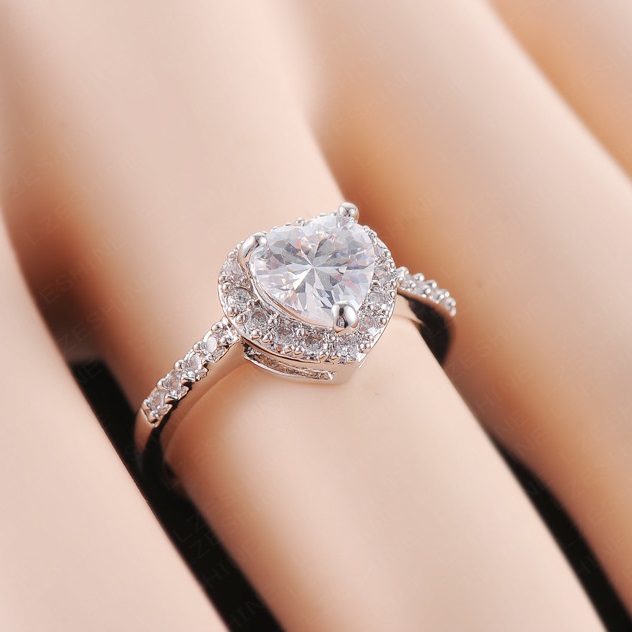 Bague Cœur - Argenté / 55mm