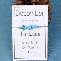 Bracelet avec pierre de naissance - Décembre / Turquoise
