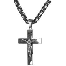 Collier pour homme GR-32544 - Noir / Argenté / 60cm
