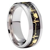Bague EKG - Argent / Noir / 65mm