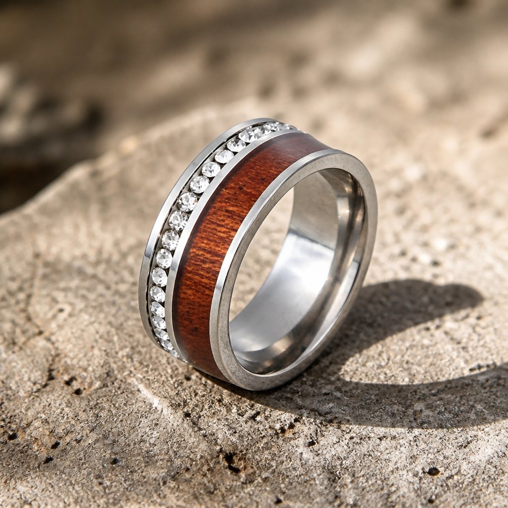 Bague TR-17016 - Argenté / Marron / 55mm