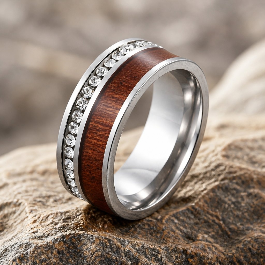 Bague TR-17019 - Argent / Marron / 62mm