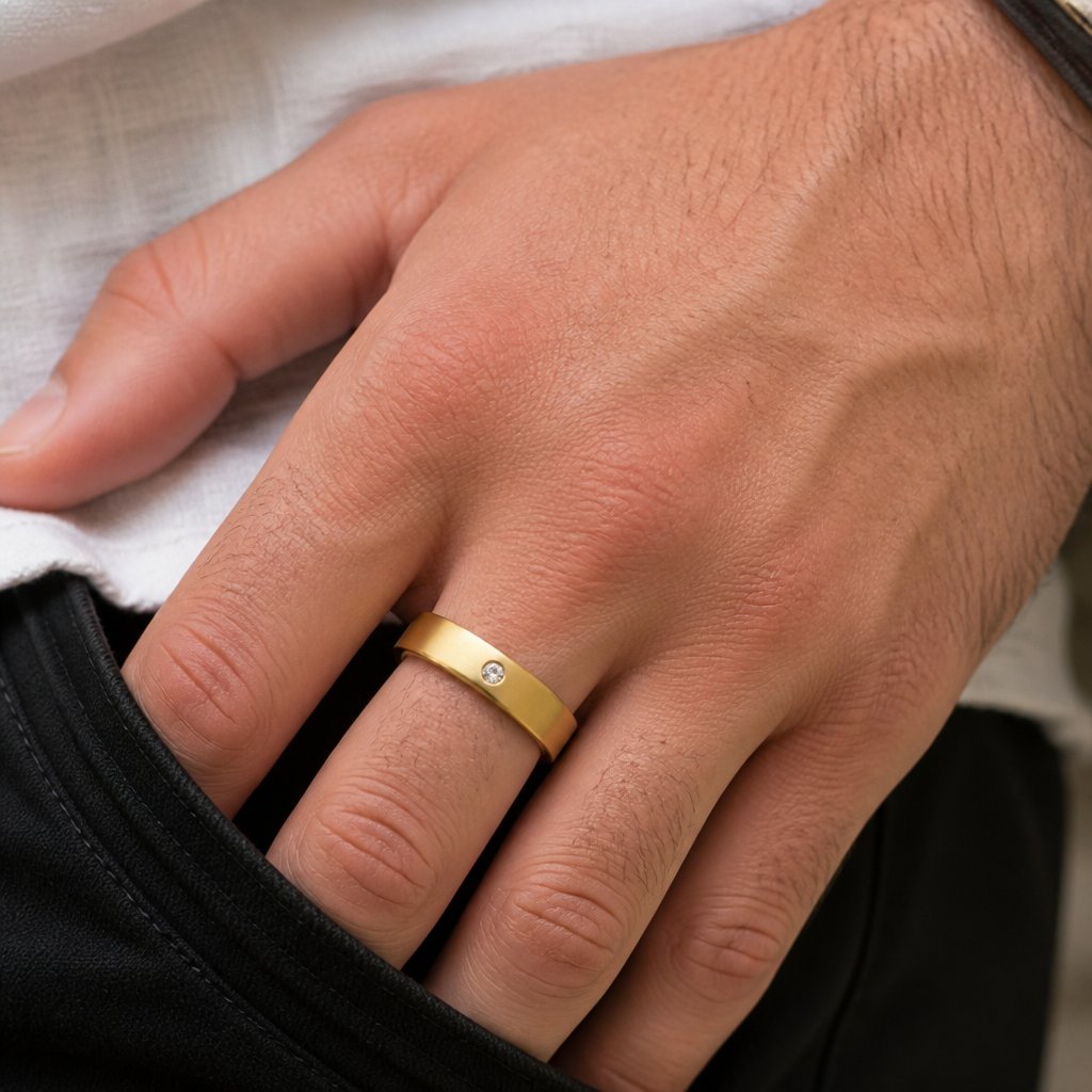 Bague pour homme NE-17460 - Doré / 52mm