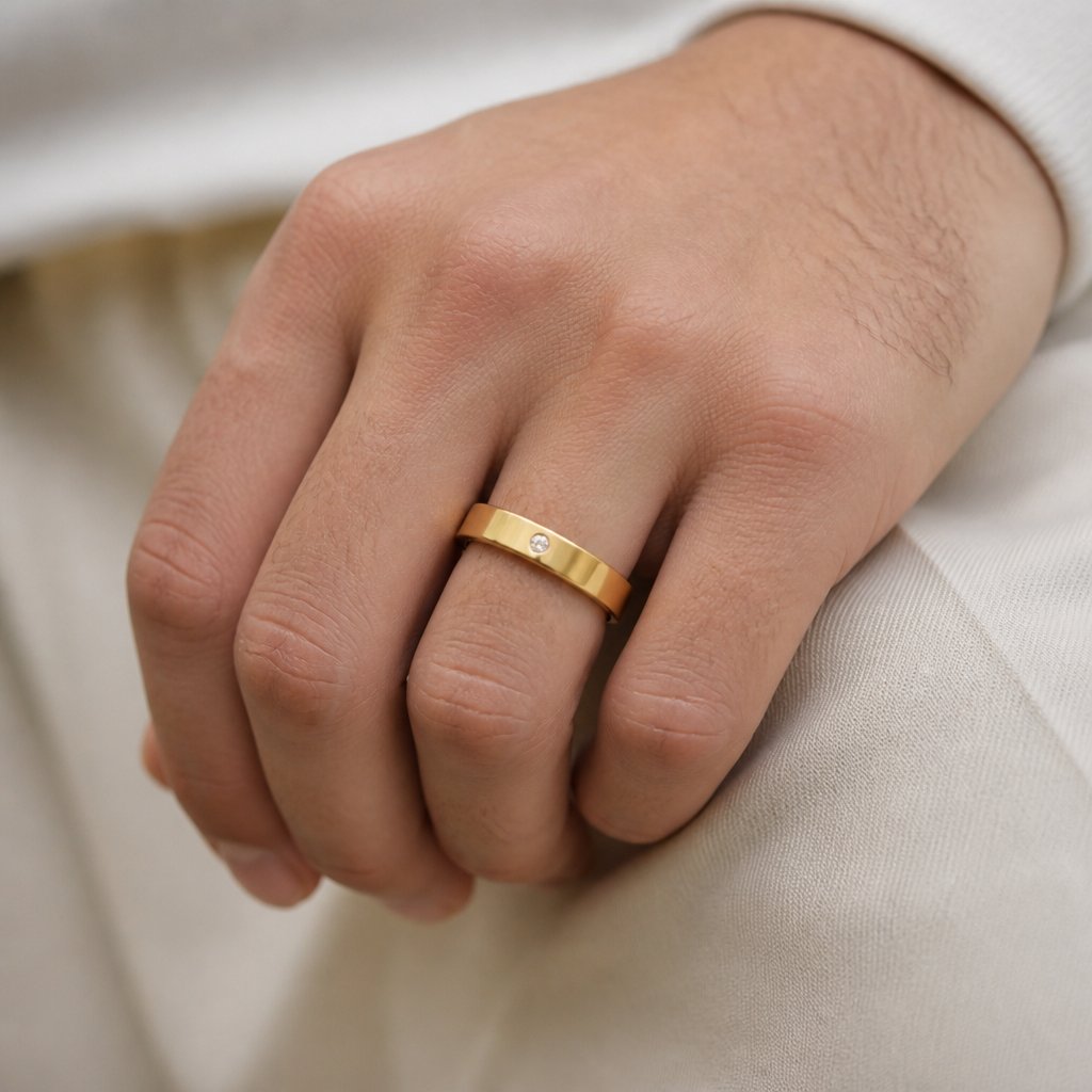 Bague pour homme NE-17463 - Doré / 59mm