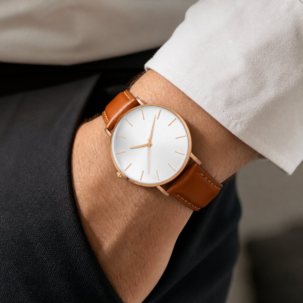 Montre WI-22690 - Marron / Blanc / Doré Rose