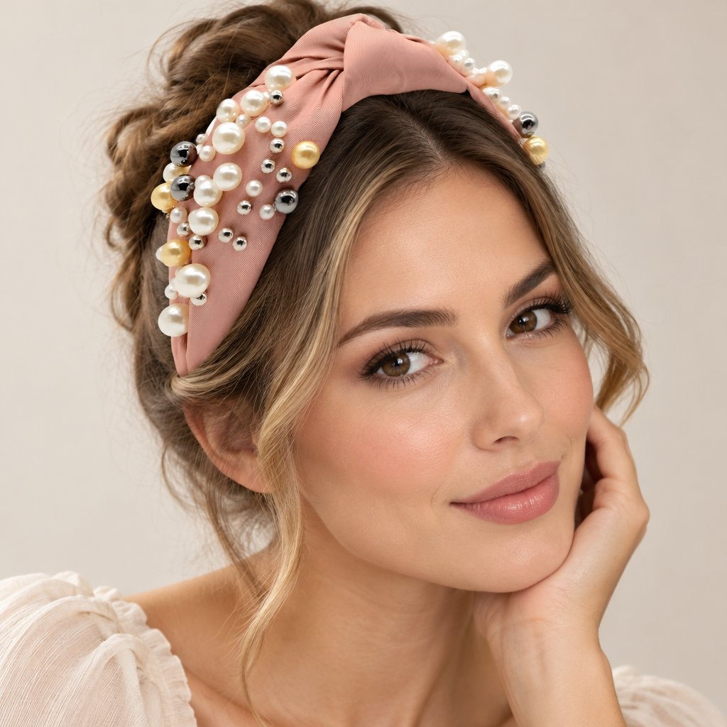 Bandeau pour cheveux LO-30213 - Rose pâle