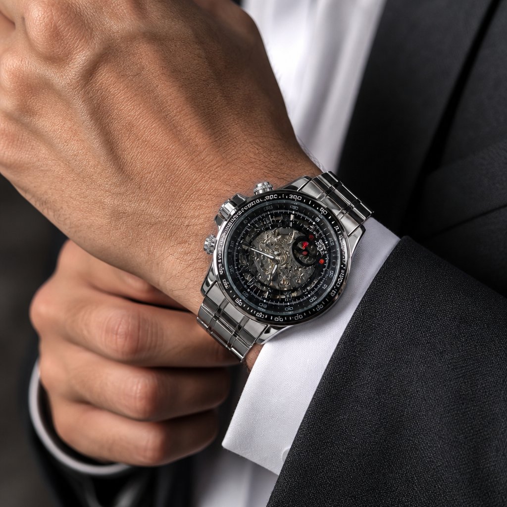Montre Homme BO-3053 - Argentée / Noire