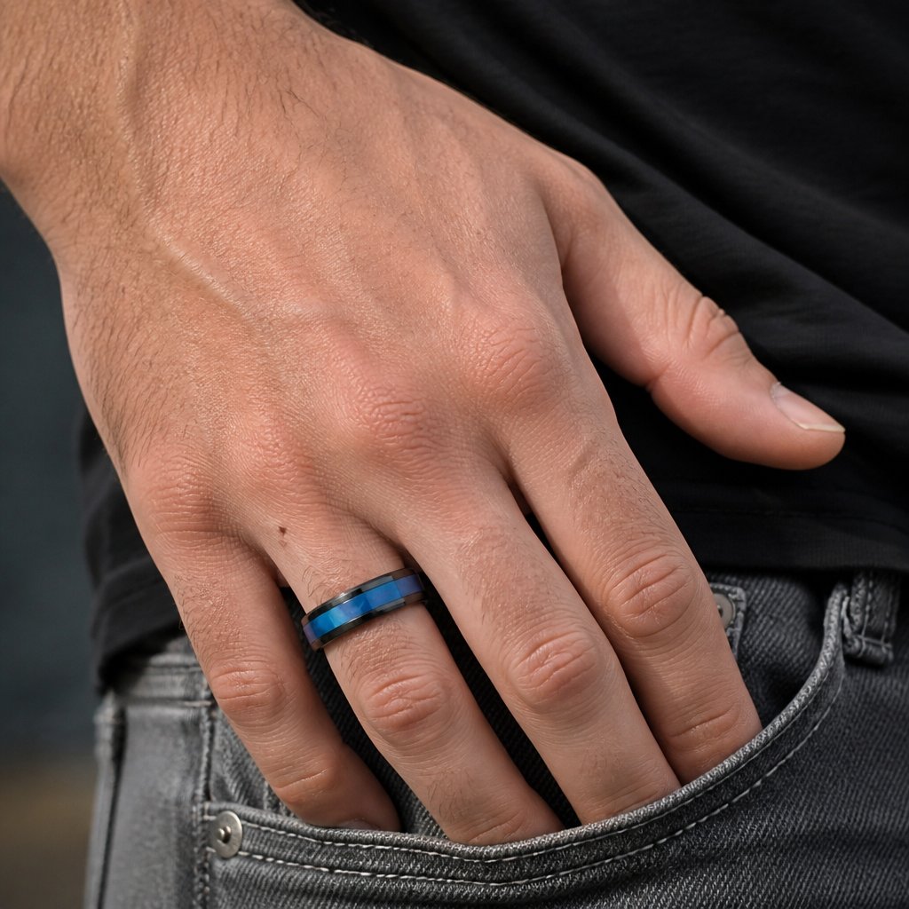 Bague DA-31856 - Noir / Bleu / 59mm