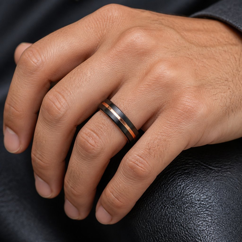 Bague DA-32465 - Noir / Or / Rose / 67mm