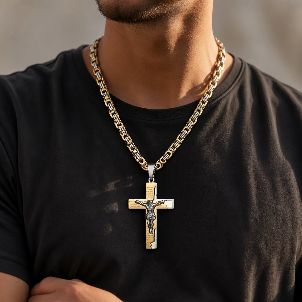 Collier pour homme GR-32538 - Or / Argent / 60cm