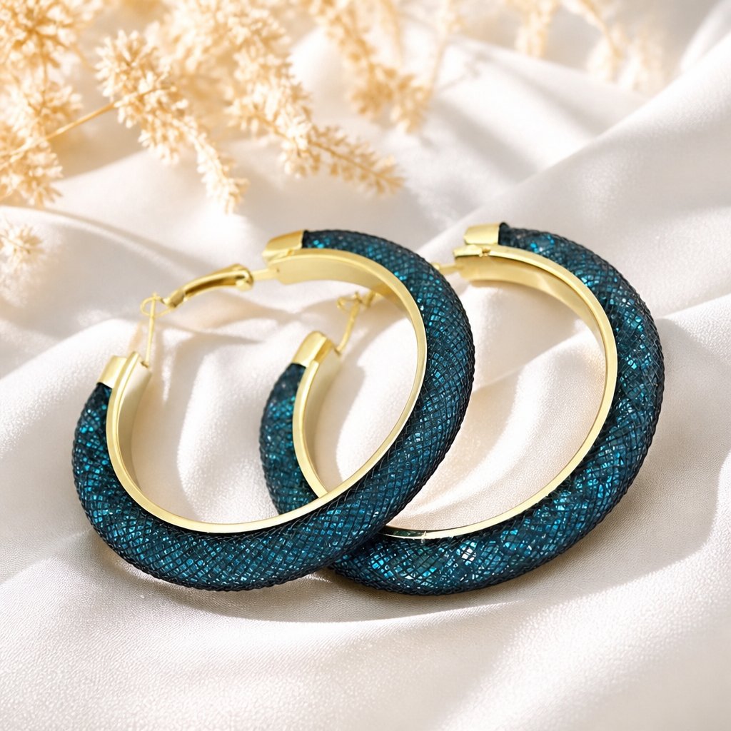 Boucles d'oreilles RE-3313 - Turquoise / Noir