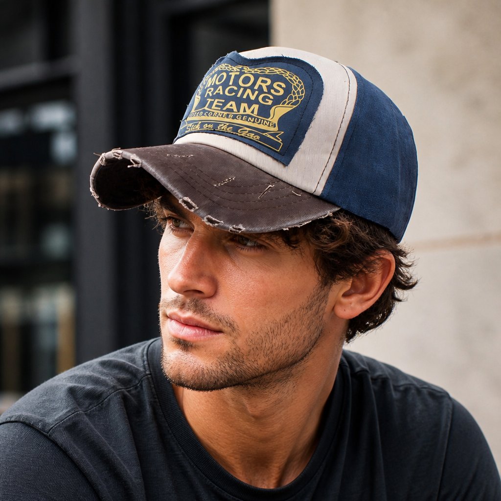 Casquette MO-3824 - Bleue / Marron